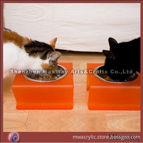 Orange Small Perspex Cat Bowl Stand Rack